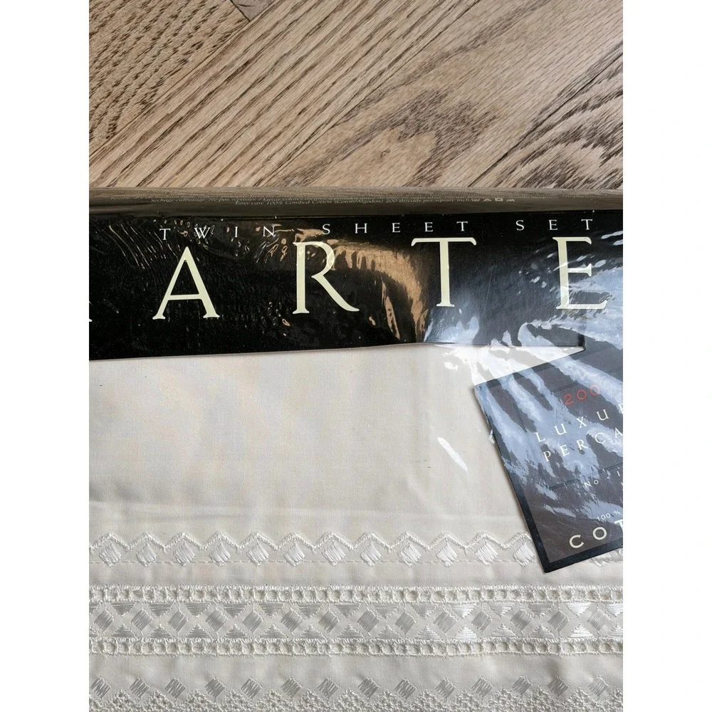 Martex Lace Ecru Twin Sheet Set 200 TC Luxury Percale 100% Cotton Vintage